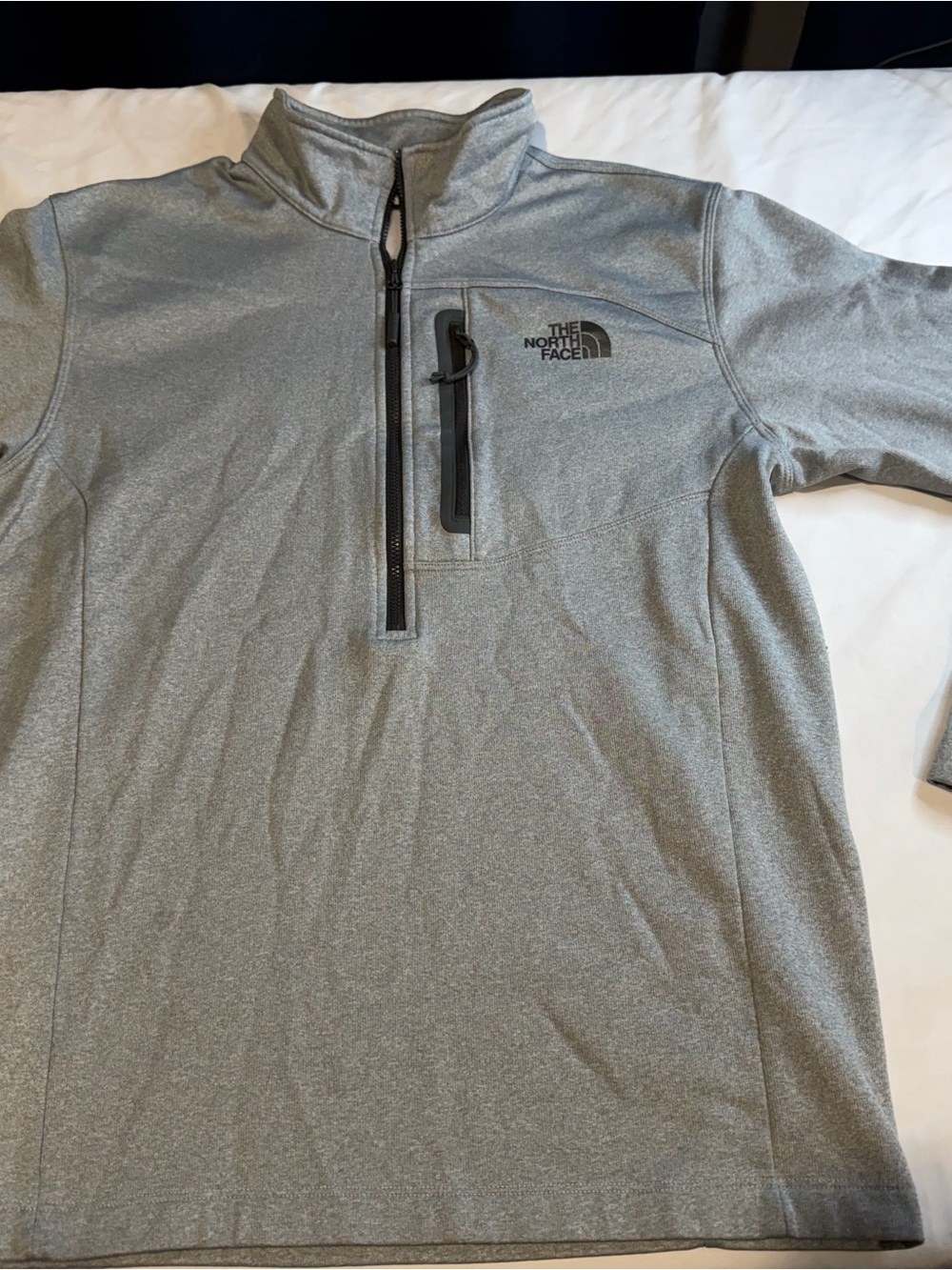 The North Face Men's Light Gray Half-Zip Pullover with Chest Pocket